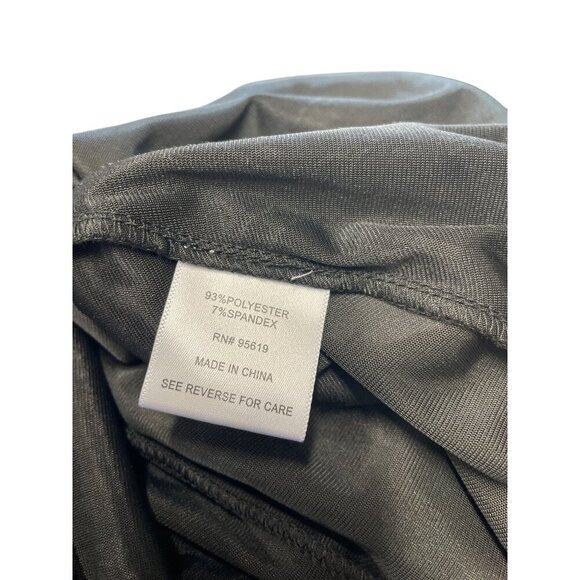 Fever Black Velvet Long Sleeve V-Neck Top Keyhole Back Subtle Scroll Pattern L - Picture 6 of 7